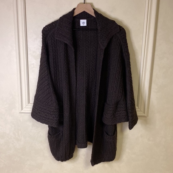 Cabi 3702 Repose Cape Open Cardigan Sweater Dark Brown Ganache XS/S - Picture 1 of 6